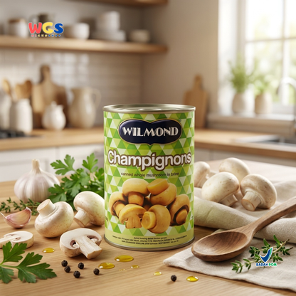 Wilmond Champignons Whole Mushroom 425g - Premium Imported Canned Button Mushrooms - Cooking &amp; Pizza Ingredients