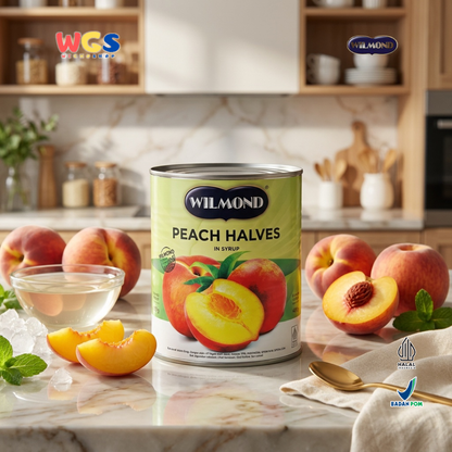 Wilmond Peach Halves in Syrup 825g - Premium Imported Canned Peaches - Drink &amp; Dessert Topping - WIGHOSHOP