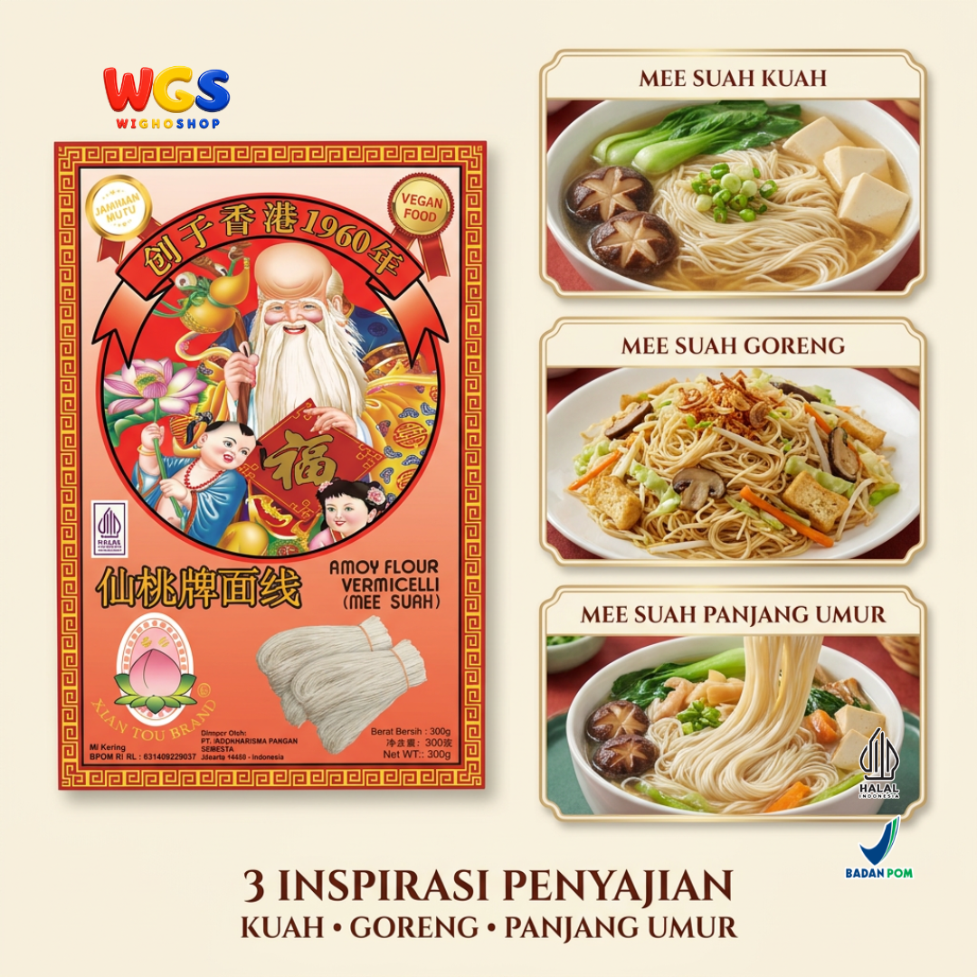 Xian Tou Amoy Flour Vermicelli Mee Suah 300g - Misoa Misua Mie Sua Gandum Tipis Vegan untuk Kuah dan Goreng
