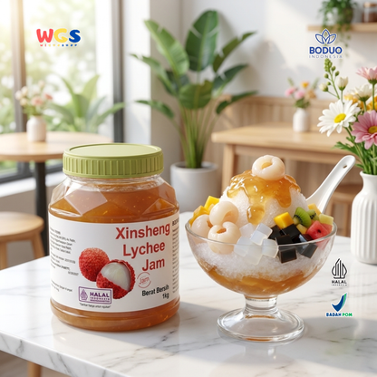 BODUO Xinsheng Lychee Jam 1kg – Premium Lychee Jam for Contemporary Drink Mixes &amp; Dessert Toppings