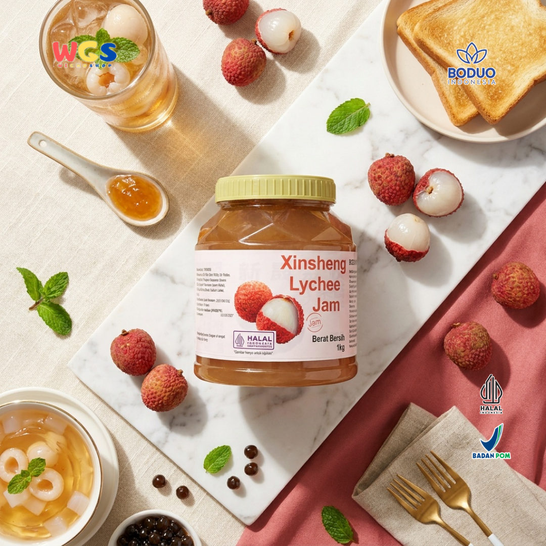 BODUO Xinsheng Lychee Jam 1kg – Premium Lychee Jam for Contemporary Drink Mixes &amp; Dessert Toppings