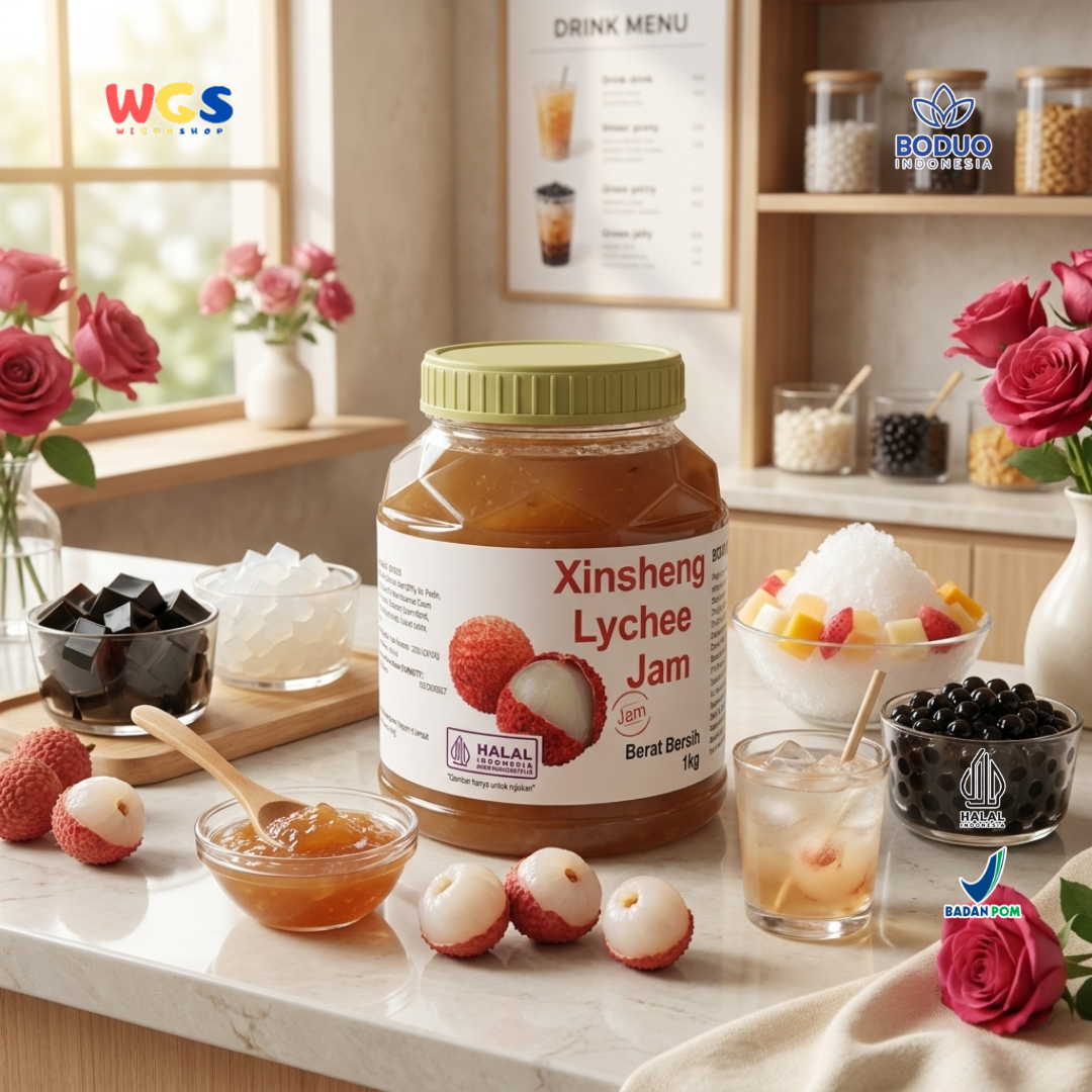 BODUO Xinsheng Lychee Jam 1kg – Premium Lychee Jam for Contemporary Drink Mixes &amp; Dessert Toppings