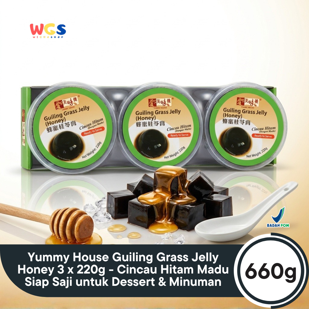 Yummy House Guiling Grass Jelly Honey 3 x 220g - Cincau Hitam Madu Siap Saji untuk Dessert & Minuman