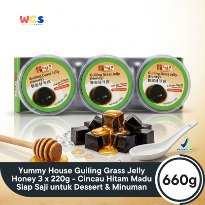 Yummy House Guiling Grass Jelly Honey 3 x 220g - Cincau Hitam Madu Siap Saji untuk Dessert & Minuman