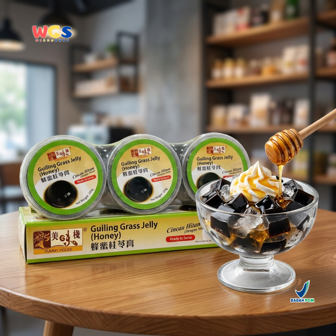 Yummy House Guiling Grass Jelly Honey 3 x 220g - Cincau Hitam Madu Siap Saji untuk Dessert & Minuman