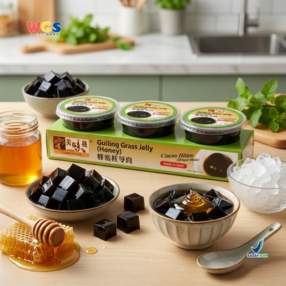 Yummy House Guiling Grass Jelly Honey 3 x 220g - Cincau Hitam Madu Siap Saji untuk Dessert & Minuman