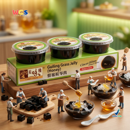 Yummy House Guiling Grass Jelly Honey 3 x 220g - Cincau Hitam Madu Siap Saji untuk Dessert & Minuman