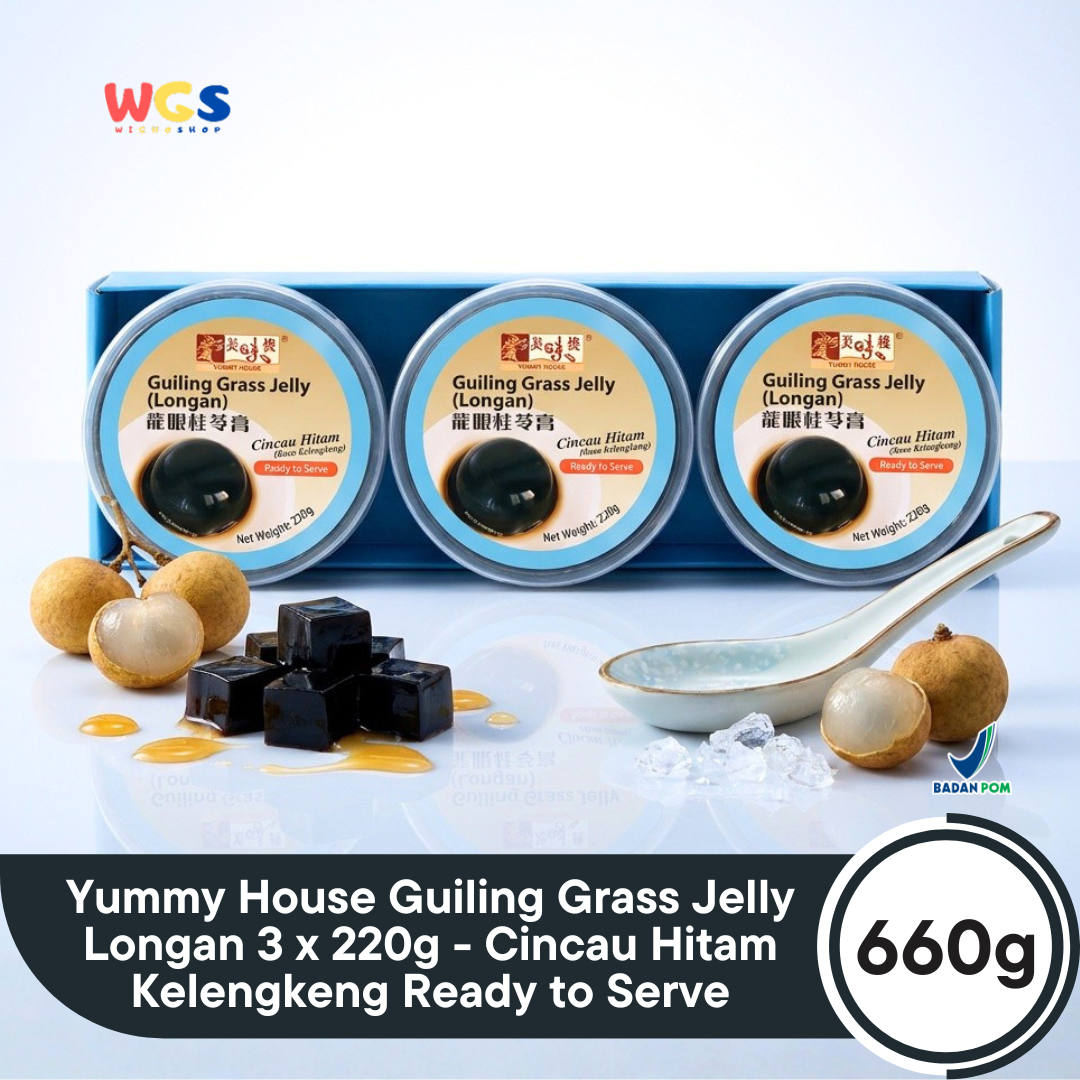 Yummy House Guiling Grass Jelly Longan 660g - 3 x 220g - Cincau Hitam Kelengkeng Ready to Serve