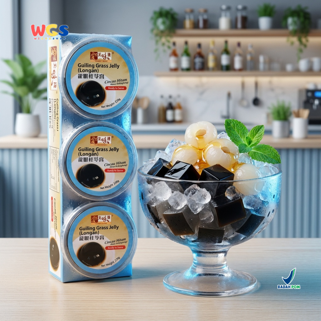 Yummy House Guiling Grass Jelly Longan 660g - 3 x 220g - Cincau Hitam Kelengkeng Ready to Serve