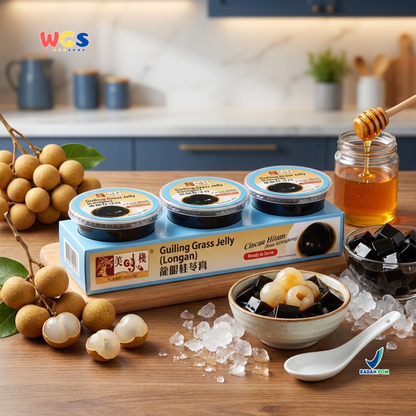 Yummy House Guiling Grass Jelly Longan 660g - 3 x 220g - Cincau Hitam Kelengkeng Ready to Serve
