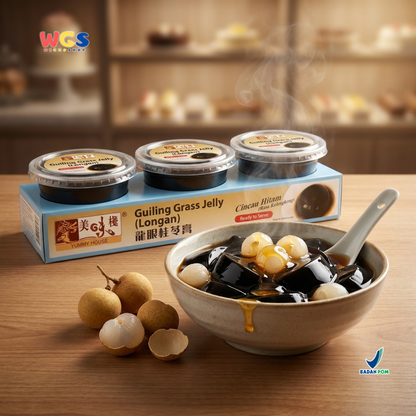 Yummy House Guiling Grass Jelly Longan 660g - 3 x 220g - Cincau Hitam Kelengkeng Ready to Serve