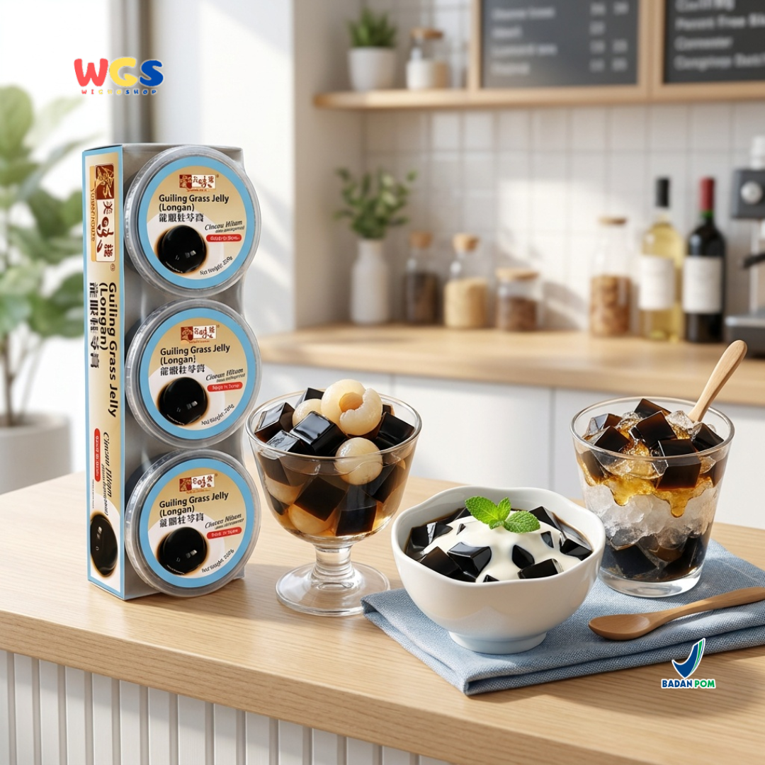 Yummy House Guiling Grass Jelly Longan 660g - 3 x 220g - Cincau Hitam Kelengkeng Ready to Serve
