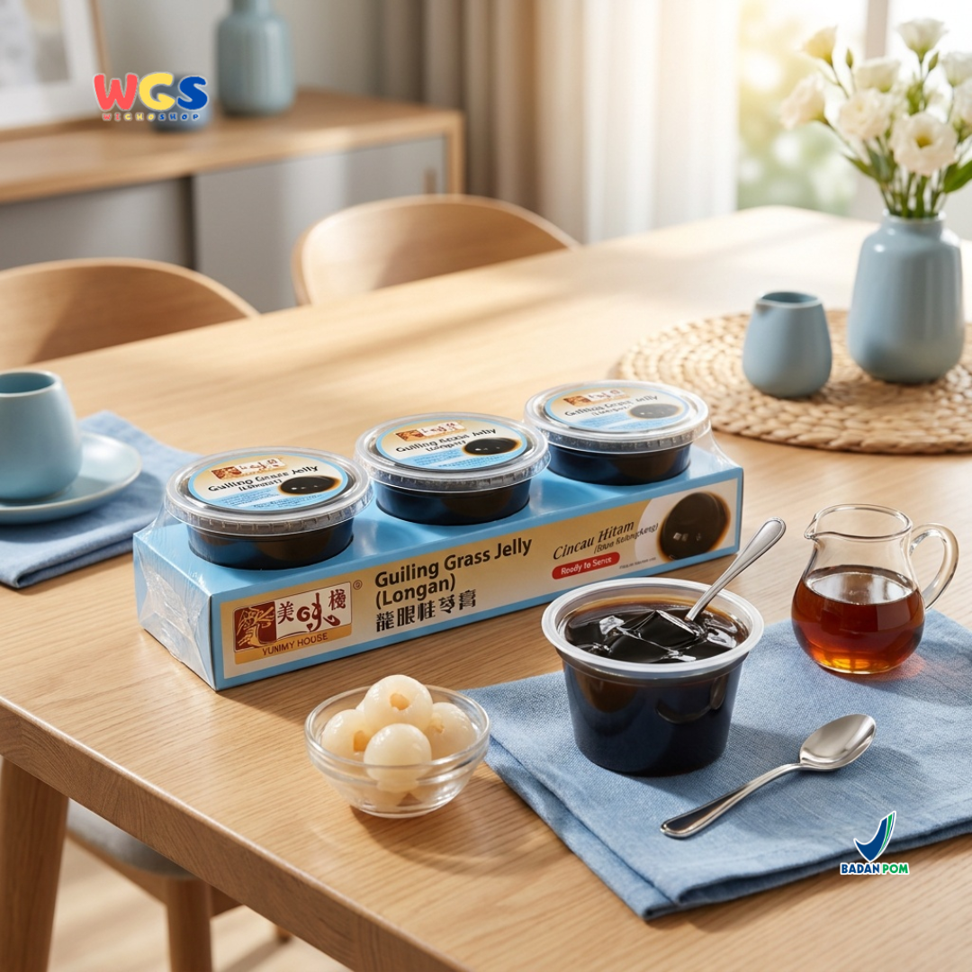 Yummy House Guiling Grass Jelly Longan 660g - 3 x 220g - Cincau Hitam Kelengkeng Ready to Serve