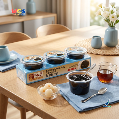 Yummy House Guiling Grass Jelly Longan 660g - 3 x 220g - Cincau Hitam Kelengkeng Ready to Serve