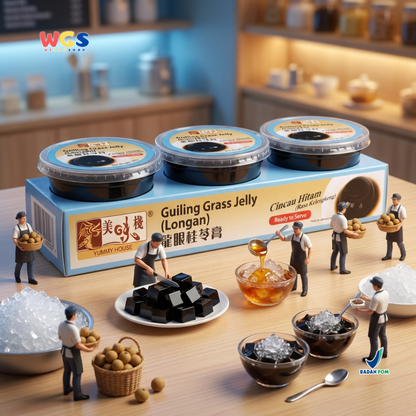 Yummy House Guiling Grass Jelly Longan 660g - 3 x 220g - Cincau Hitam Kelengkeng Ready to Serve