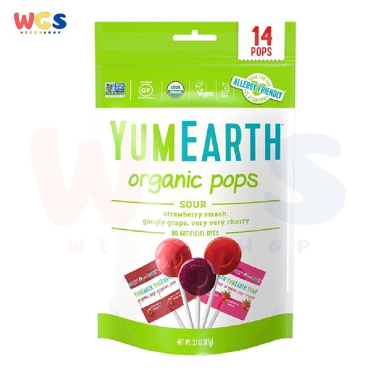 Permen Yumearth Organic Pops Sour Fruit Candy 14 Pops 3.1oz 87g