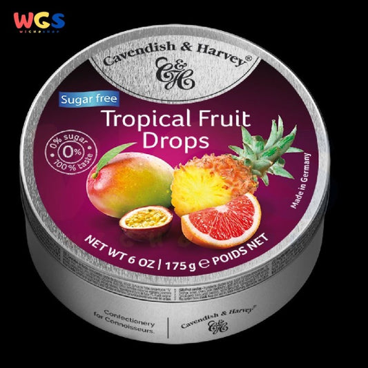 Permen Cavendish & Harvey Sugar Free Tropical Fruit Drop Candy 175g