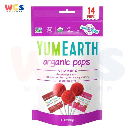 Permen Yumearth Organic Pops Vitamin C Fruit Candy 14 Pops 3.1oz 87g