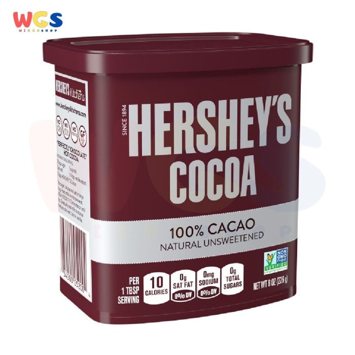 Hersheys Cocoa Pure Cacao Natural Unsweetened Non GMO 8oz 226g