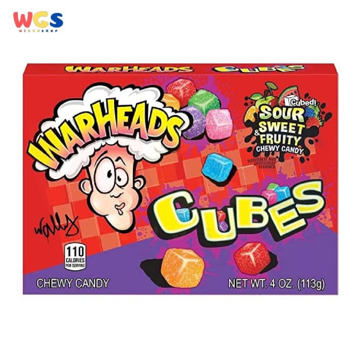 Permen Warheads Sour Sweet & Fruity Chewy Candy Cubes 4oz 113g