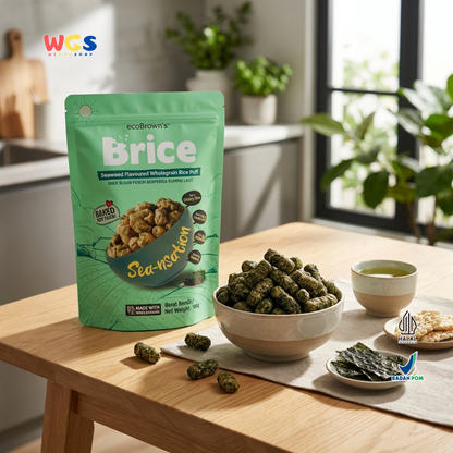 ecoBrown’s Brice Seaweed Flavoured Wholegrain Rice Puff 100g - Snack Beras Utuh Rasa Rumput Laut Baked Not Fried