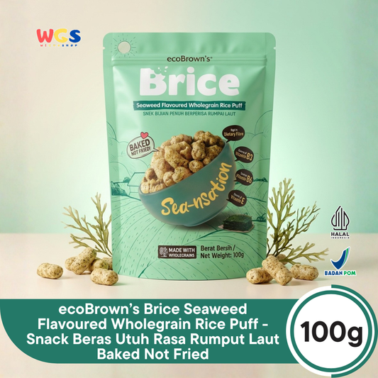 ecoBrown’s Brice Seaweed Flavoured Wholegrain Rice Puff 100g - Snack Beras Utuh Rasa Rumput Laut Baked Not Fried