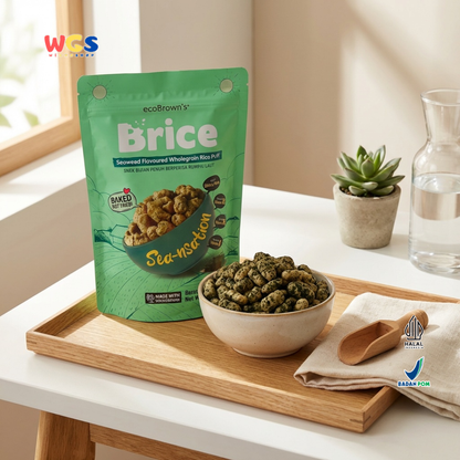 ecoBrown’s Brice Seaweed Flavoured Wholegrain Rice Puff 100g - Snack Beras Utuh Rasa Rumput Laut Baked Not Fried