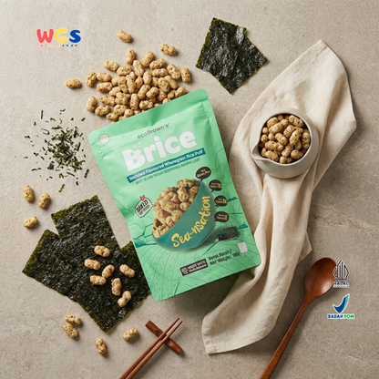 ecoBrown’s Brice Seaweed Flavoured Wholegrain Rice Puff 100g - Snack Beras Utuh Rasa Rumput Laut Baked Not Fried