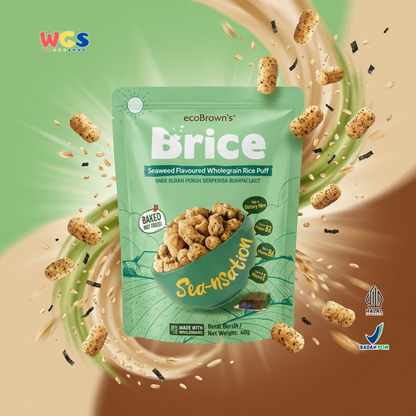 ecoBrown’s Brice Seaweed Flavoured Wholegrain Rice Puff 40g - Snack Beras Utuh Rasa Rumput Laut Baked Not Fried
