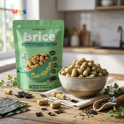 ecoBrown’s Brice Seaweed Flavoured Wholegrain Rice Puff 40g - Snack Beras Utuh Rasa Rumput Laut Baked Not Fried