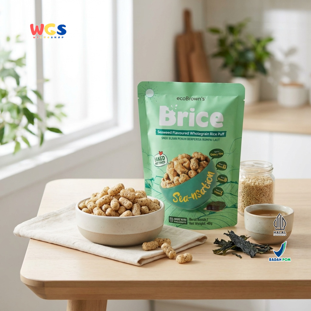 ecoBrown’s Brice Seaweed Flavoured Wholegrain Rice Puff 40g - Snack Beras Utuh Rasa Rumput Laut Baked Not Fried