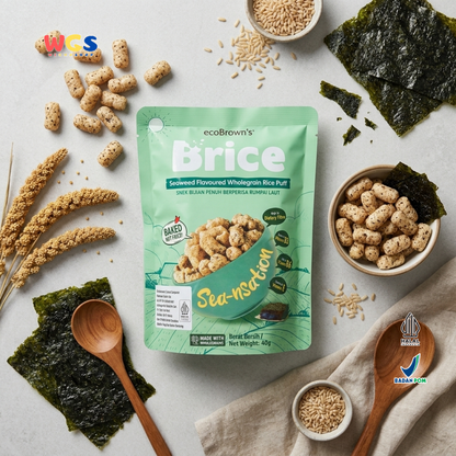 ecoBrown’s Brice Seaweed Flavoured Wholegrain Rice Puff 40g - Snack Beras Utuh Rasa Rumput Laut Baked Not Fried