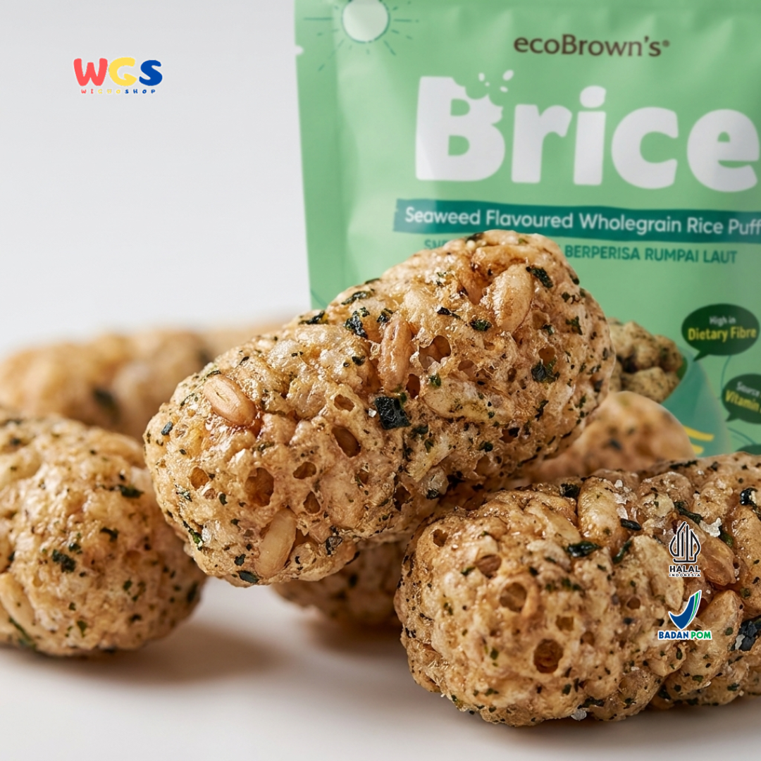ecoBrown’s Brice Seaweed Flavoured Wholegrain Rice Puff 40g - Snack Beras Utuh Rasa Rumput Laut Baked Not Fried