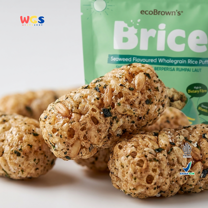ecoBrown’s Brice Seaweed Flavoured Wholegrain Rice Puff 40g - Snack Beras Utuh Rasa Rumput Laut Baked Not Fried