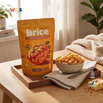 ecoBrown’s Brice Spicy Cheese Flavoured Wholegrain Rice Puff 100g - Snack Beras Utuh Rasa Keju Pedas Baked Not Fried