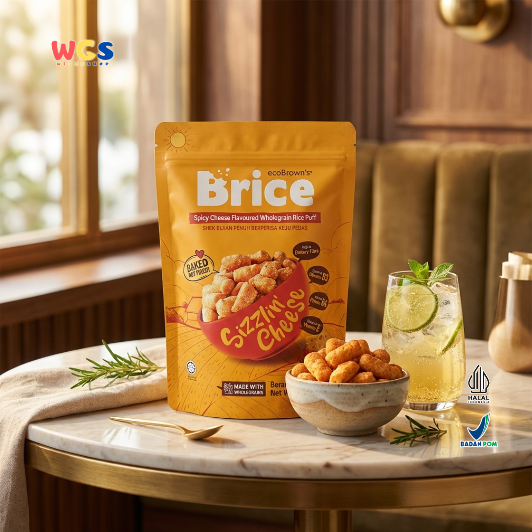 ecoBrown’s Brice Spicy Cheese Flavoured Wholegrain Rice Puff 100g - Snack Beras Utuh Rasa Keju Pedas Baked Not Fried