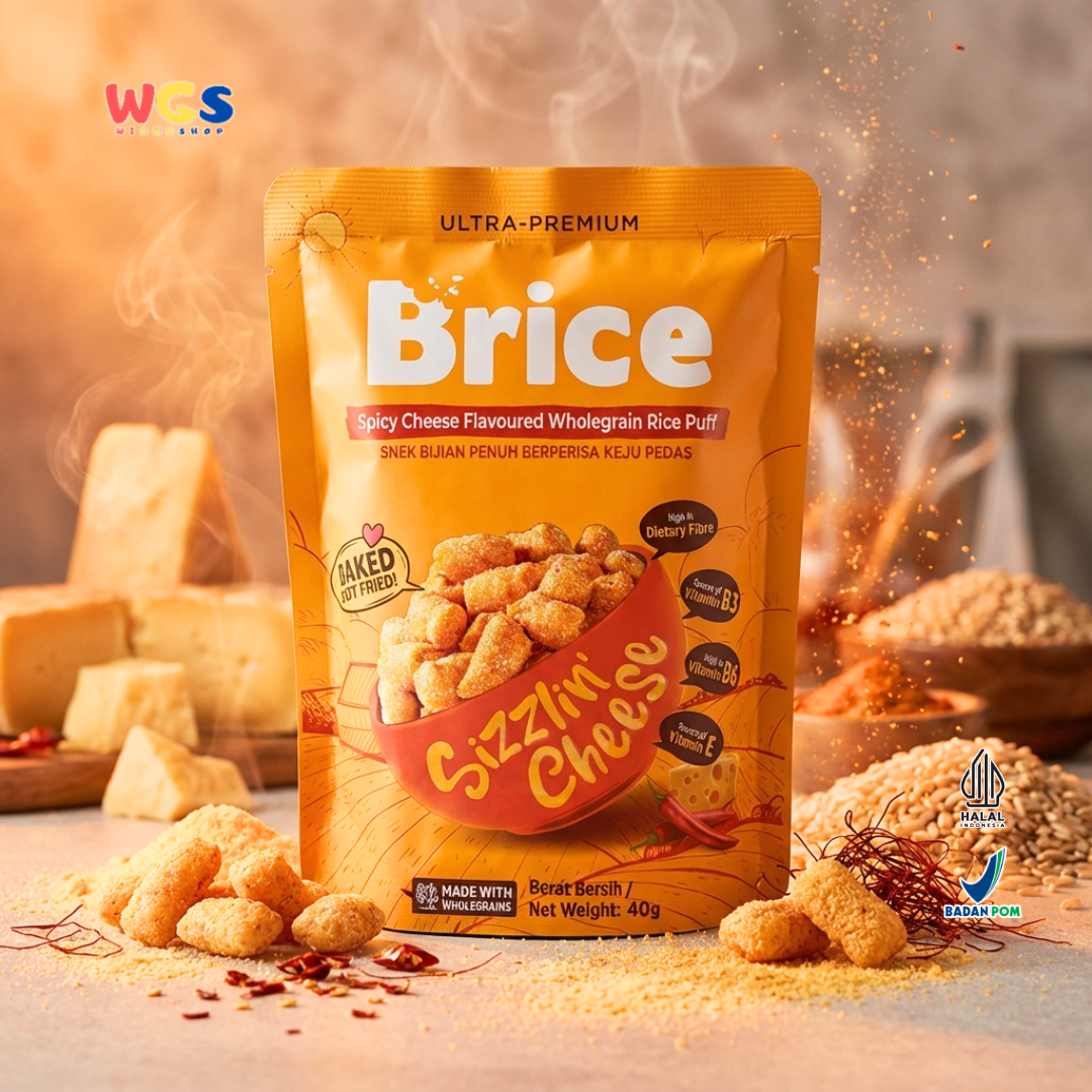 ecoBrown’s Brice Spicy Cheese Flavoured Wholegrain Rice Puff 40g - Snack Beras Utuh Rasa Keju Pedas Baked Not Fried