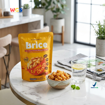 ecoBrown’s Brice Spicy Cheese Flavoured Wholegrain Rice Puff 40g - Snack Beras Utuh Rasa Keju Pedas Baked Not Fried