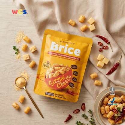 ecoBrown’s Brice Spicy Cheese Flavoured Wholegrain Rice Puff 40g - Snack Beras Utuh Rasa Keju Pedas Baked Not Fried