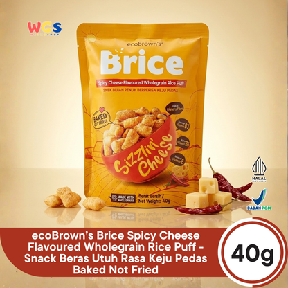 ecoBrown’s Brice Spicy Cheese Flavoured Wholegrain Rice Puff 40g - Snack Beras Utuh Rasa Keju Pedas Baked Not Fried