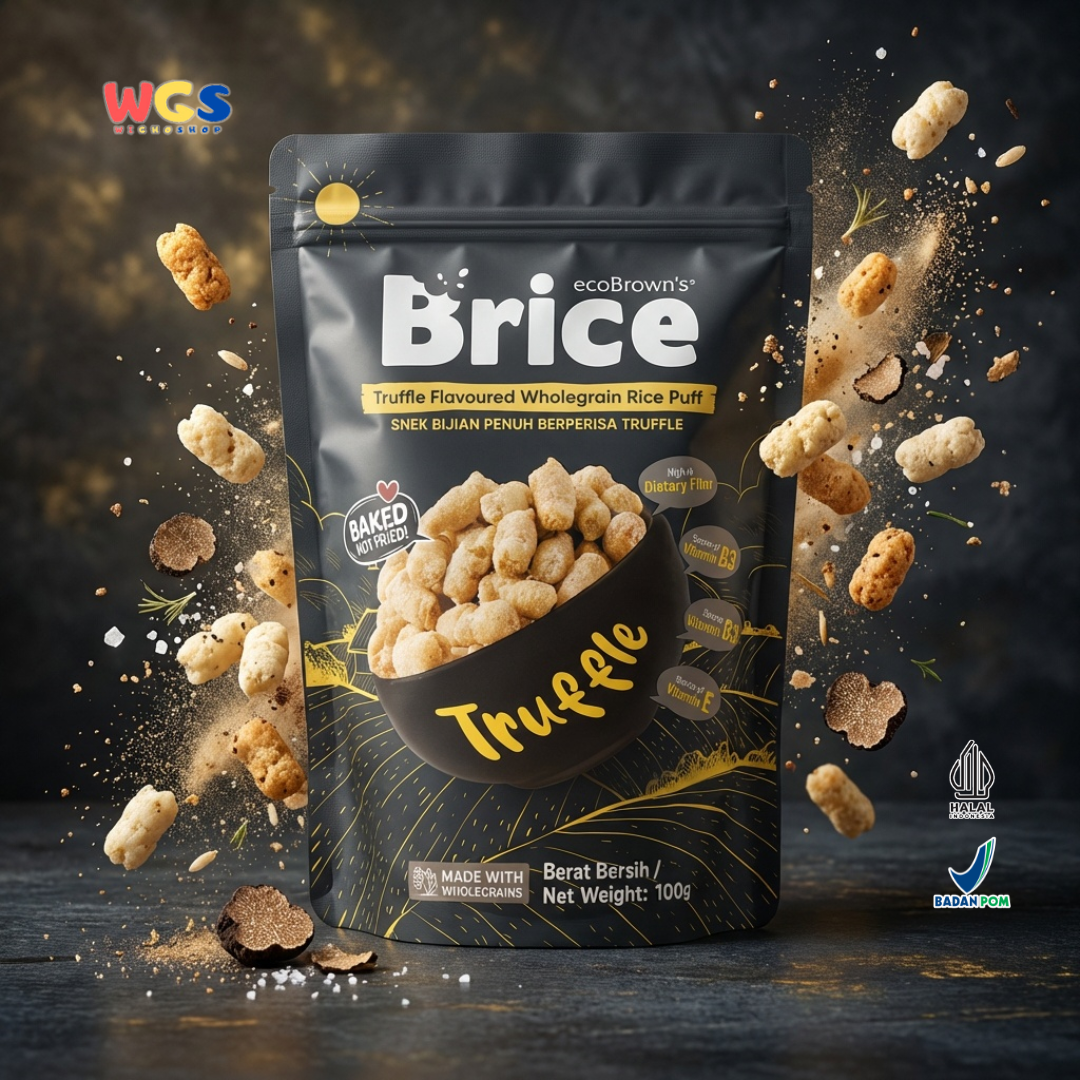 ecoBrown’s Brice Truffle Flavoured Wholegrain Rice Puff 100g - Snack Beras Utuh Rasa Truffle Baked Not Fried