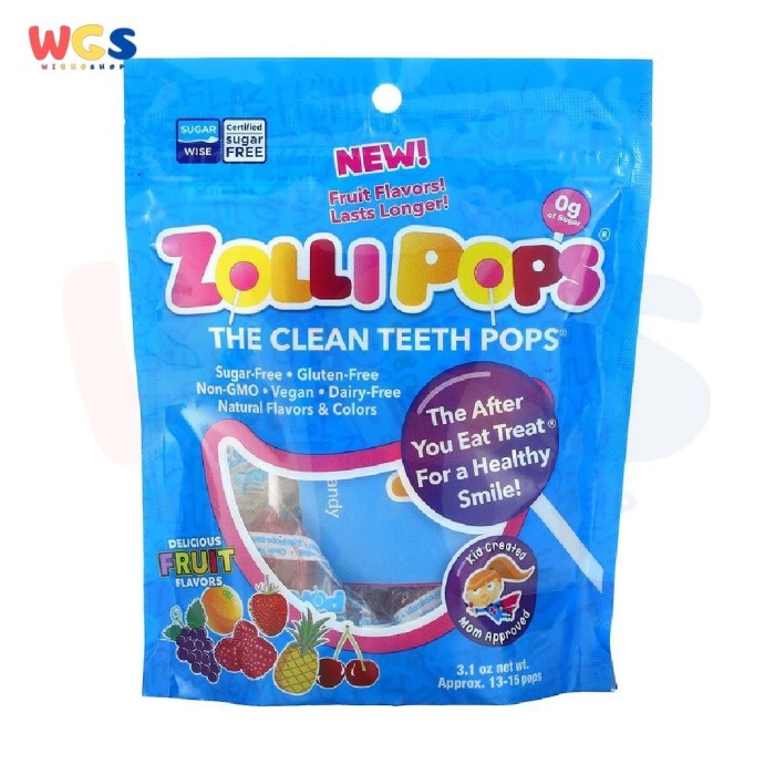 Permen Zolli Pops Candy the Clean Teeth Pops Zero Sugar 3.1oz