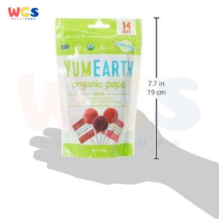 Permen Yumearth Organic Pops Sour Fruit Candy 14 Pops 3.1oz 87g