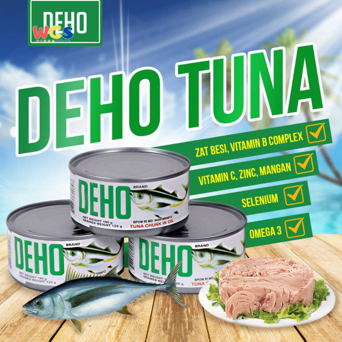 DEHO Tuna Chunk in Oil 180g - Ikan Tuna Kaleng